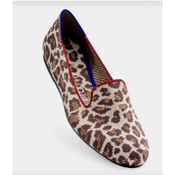ROTHY'S Women's Mocha Spot Leopard Print Slip On Loafer Flat Size 5 Multi NWOT - Picture 1 of 6